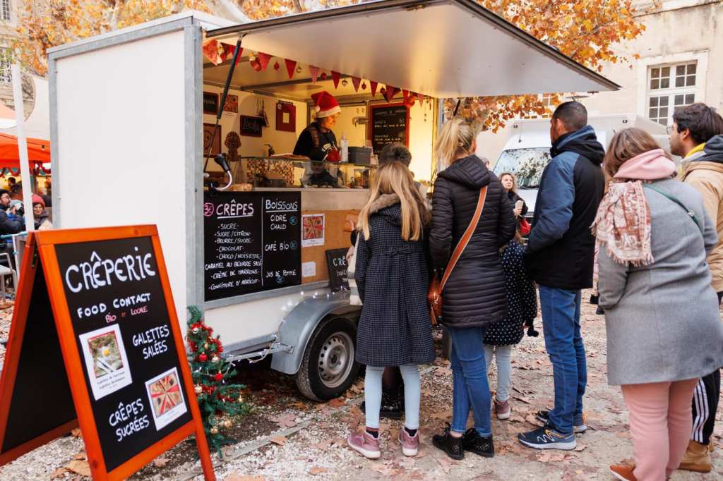 Crêperie sur le marché de Noël de Viviers